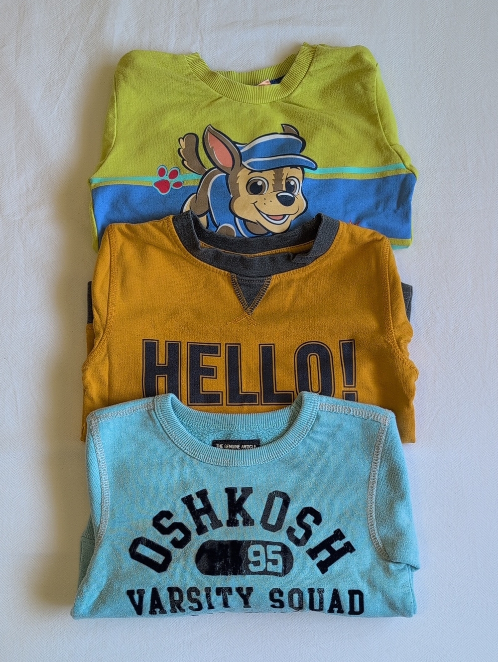 2T Toddler Boy Sweatshirt Bundle 3-Pack Lot OshKosh Paw Patrol George Graphic